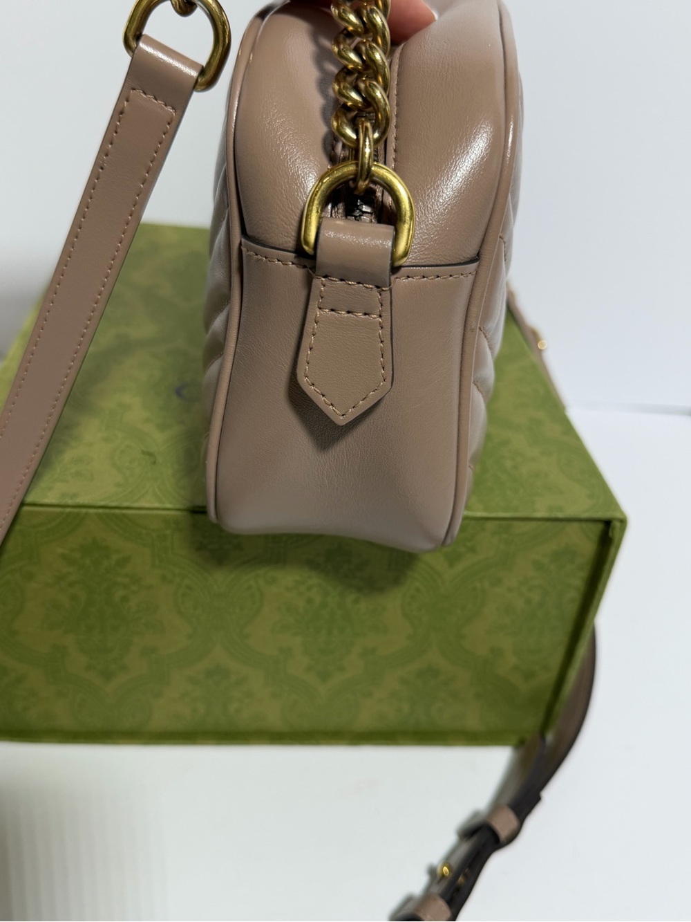 AUTHENTIC Gucci Beige/Pink Matelassé GG Marmont Camera Crossbody Bag - Picture 10 of 16